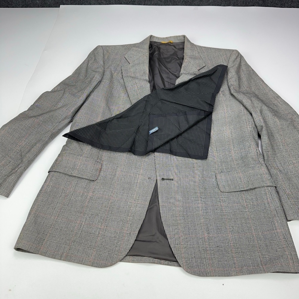 Sterling & Hunt Premier Edition Mens Grey Glen Plaid Worsted Wool Suit - Picture 15 of 16